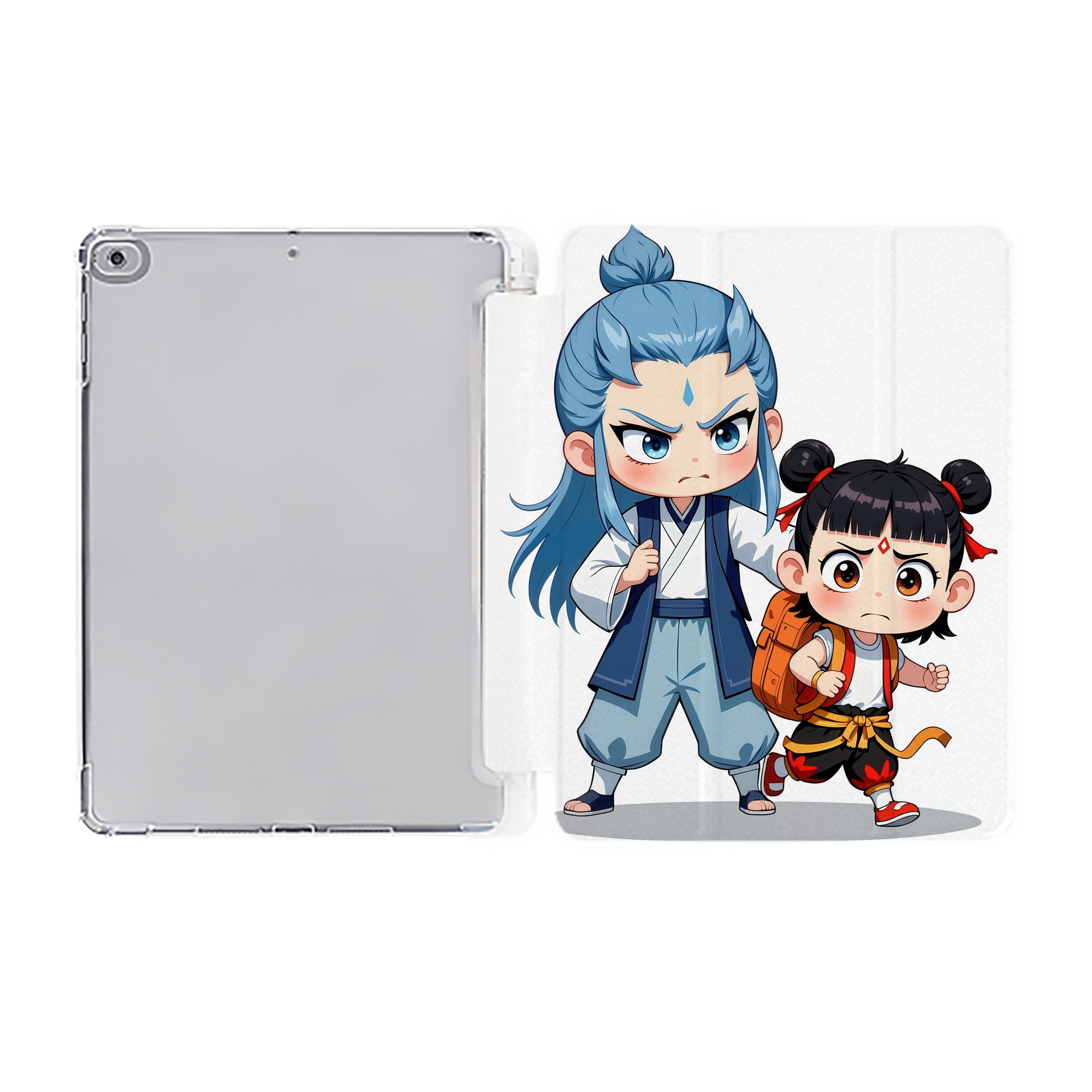 Ne Zha 2 ナタ 魔童の大暴れ IPad ケース ペン収納付き 三つ折りスタンド PUレザー×シリコン 対応機種9.5/10.5/10.9インチ
